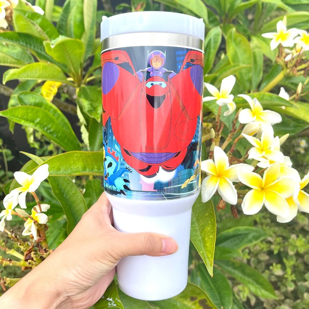Disney Big Hero 6 Baymax 40 oz Tumbler/Water bottle/Mug with hand carry …